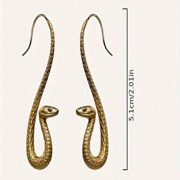Python Snake Shaped Dramatic Ear Hooks Earrings - Picture 7 of 9